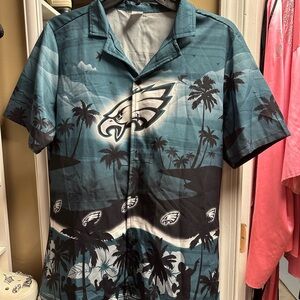 Teal and Black Men's Shirt